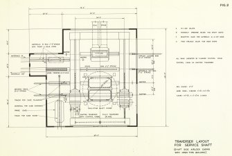 EX-SCOTLAND, NON-SITE SPECIFIC, INDUSTRIAL/EXTRACTIVE/COAL: Scanned copy of drawing of Traverser layout for service shaft (shaft side airlock casing with open type building), National Coal Board, Production Department 'Reconstruction Standards for Mine Car circuits for service shafts' manual, Figure 1