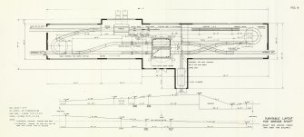 EX-SCOTLAND, NON-SITE SPECIFIC, INDUSTRIAL/EXTRACTIVE/COAL: Scanned copy of drawing of Turntable layout for service shaft (shaft side airlock casing with open type building), National Coal Board, Production Department 'Reconstruction Standards for Mine Car circuits for service shafts' manual, Figure 4