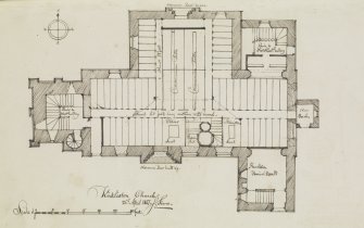 Digital copy of page 49 verso: Ink sketch plan of Kirkliston Church
Insc. "Kirkliston Church. 26th April 1847. J.Sime"
'MEMORABILIA, JOn. SIME  EDINr.  1840'