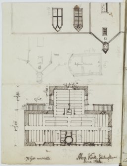 Digital copy of page 51V. Plan and part elevation of Session House.
'MEMORABILIA, JOn. SIME  EDINr.  1840'