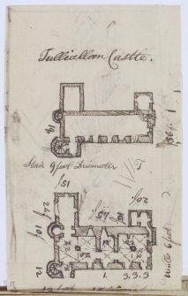 Digital copy of page 58 verso: Ink sketch plans of Tulliallan Castle
'MEMORABILIA, JOn. SIME  EDINr.  1840'