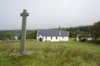 View from S showing medieval cross and 1898 church