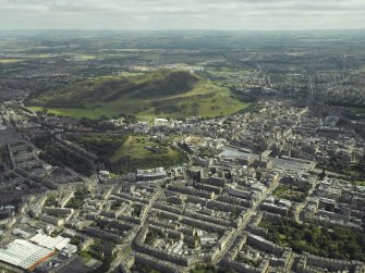 General oblique aerial view centred on New Town with city adjacent, taken from the NNW.