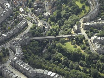 Oblique aerial view centred on the Dean Bridge, taken from the E.