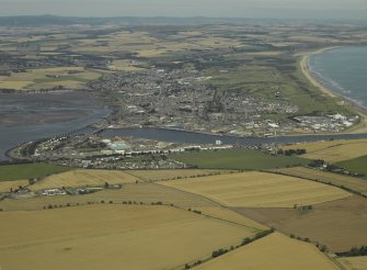 General oblique aerial view looking towards Montrose harbour, taken from the S.