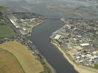 General oblique aerial view looking towards Montrose harbour, taken from the ESE.