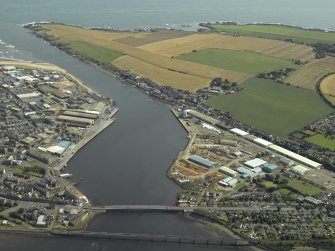 General oblique aerial view looking towards Montrose harbour, taken from the NW.