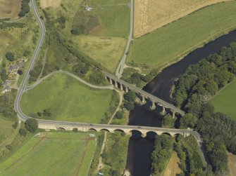 Oblique aerial centred on the viaduct and bridge, taken from the SW. 
