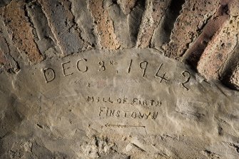 Interior. Ground floor. Kiln room, inscription above firebox.