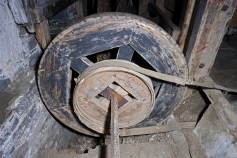 Interior. Ground floor. Milling area. Gear cupboard belt drive forbucket elevator.