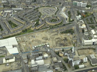 Oblique aerial view centred on the former Fountain Brewery site, taken from the SSE.