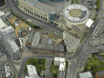Oblique aerial view centred on the central electricity generating station with the EICC adjacent, taken from the W.