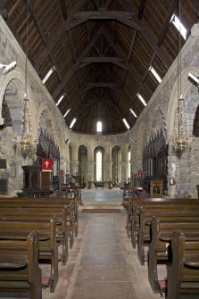 Interior. Nave and chancel, view from W