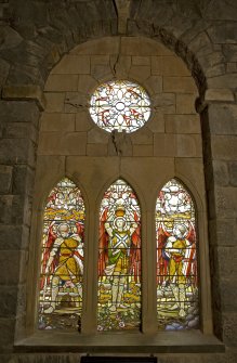 Interior. S aisle, stained glass window