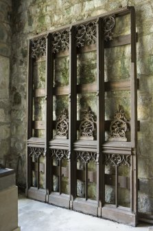 Interior. Bruce's Chapel, wooden screen against W wall