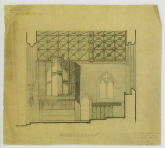 Elevations and details of organ case, Martyr's Church, St Andrews.