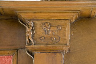 Interior. Ground floor. Drawing room carved pilaster capital. Detail