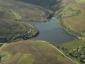 Oblique aerial view centred on the reservoir, taken from the ESE.