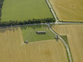 Oblique aerial view centred on the radar station, taken from the ENE.