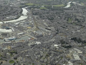 Oblique aerial view of the city centre centred on Guild Street station, taken from the NNE.