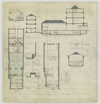 Plans, sections and elevation showing alterations for W M Brown (Booksellers) Ltd.