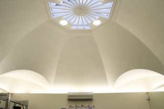 Interior. Rear gym, detail of ceiling and cupola