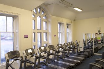 Interior. View of lower gym, former reading room