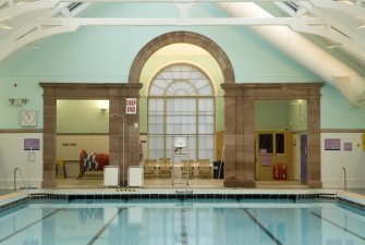 Interior. View of entrance to shower area, former gymnasium