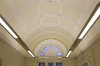 Interior. Reception area, detail of barrel ceiling