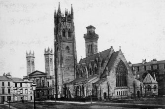 Page 26v/3 View of Park Church and Free Church College, Glasgow. 
Titled: 'Park Church & Free College Church. J.T. Rochead arch (1858) Charles Wilson arch (1856-61).'
