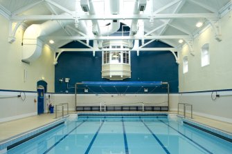 Interior. View of small pool from S