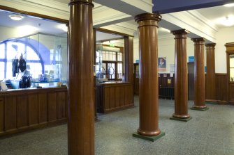 Interior. View of reception area from W