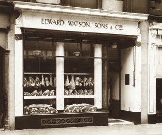 Edward Watson Sons and Co. Frontage of butchers shop.