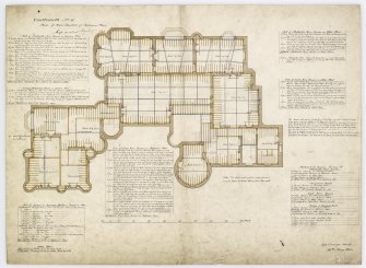 Plan of timbers of bedroom floor and details.