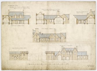 Elevations and sections of kitchen offices.