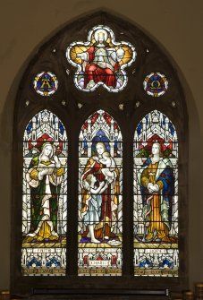 Interior. Detail of Chancel window stained glass