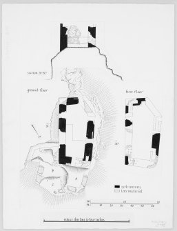 Lismore, Castle Coeffin.
Plans showing dated sections of first floor, ground floor and section X-X'.