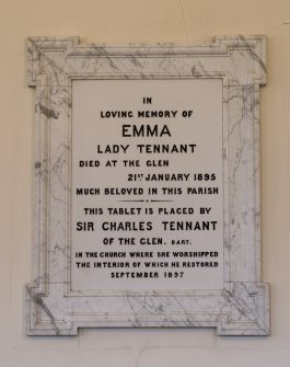 Interior. Detail of Emma Lady Tennant memorial plaque