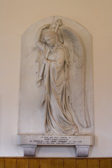 Interior. Detail of Janet Tennant memorial plaque with angel by John Steell 1878-8