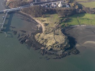 Oblique aerial view centred on the gun battery, taken from the E.