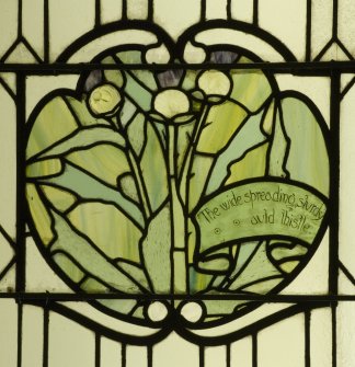 Interior. Detail of stained glass.