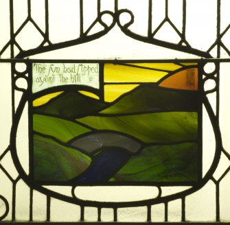 Interior. Detail of stained glass.
