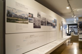 General view of 'Gillespie Kidd & Coia: Architecture 1956-87' exhibition, lower floor.