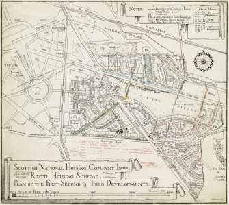 Digital copy of map of housing scheme at Rosyth Garden City, Fife by A H Mottram.