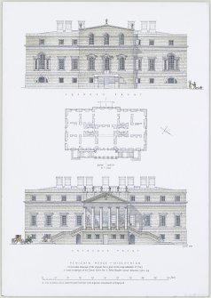 Digital copy of ink drawing of reconstruction of Penicuik House, Midlothian.