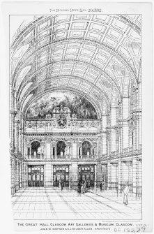 Competition design for the Great Hall of Kelvingrove Museum and Art Gallery, Glasgow. Design by John Simpson and E. J. Milner Allen.
