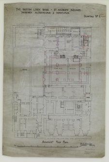 Basement floor plan showing additions and alterations including strong room.