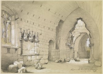 Drawing of interior view of Dunglass Collegiate Church.