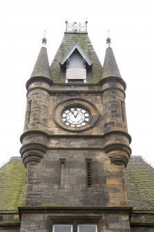 Main block, detail of clock tower