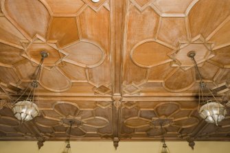 Interior. Ground floor. Hall. Timber ceiling. Detail